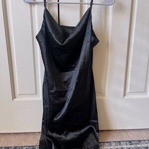 Black Cowl Neck Mini Dress